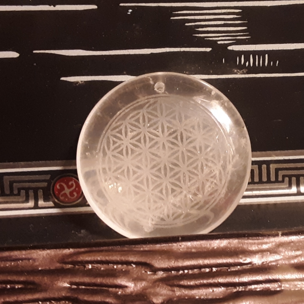 Clear Quartz Pendant engraved Flower of Life